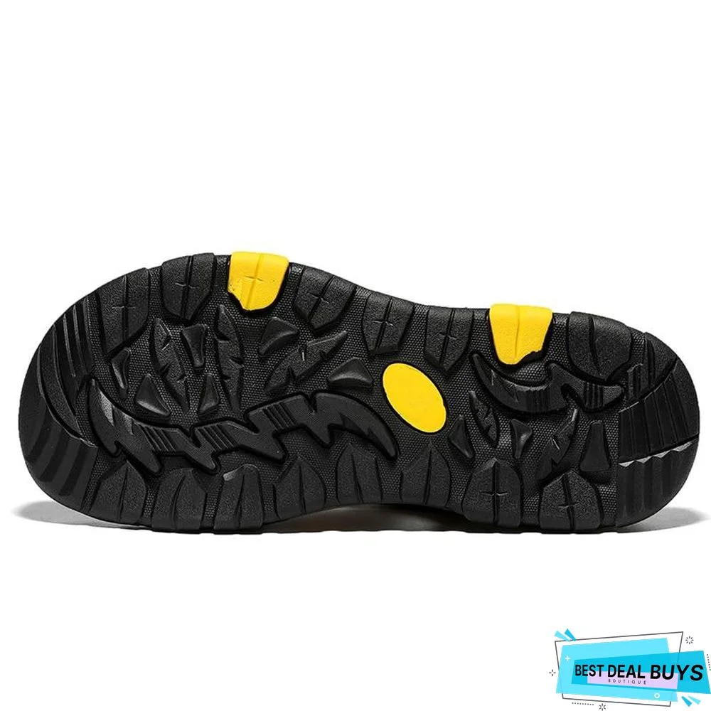 Men Genuine Leather Sandals Fashion Flat Beach Sandals Sneakers