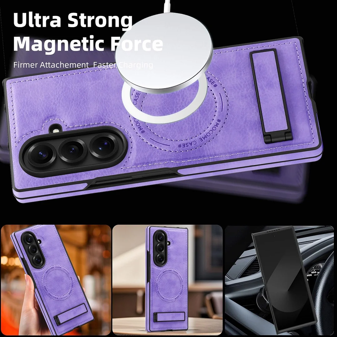 Samsung Galaxy Z Fold 6 Leather Case Magnetic Protective Case Holder Phone Case