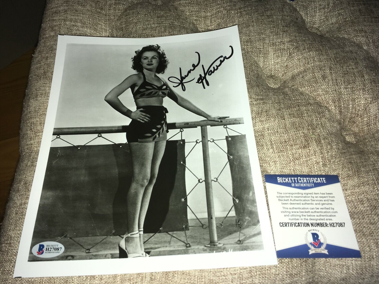 June Haver Actress Signed 8 x 10 Photo Poster painting BAS Beckett Certified