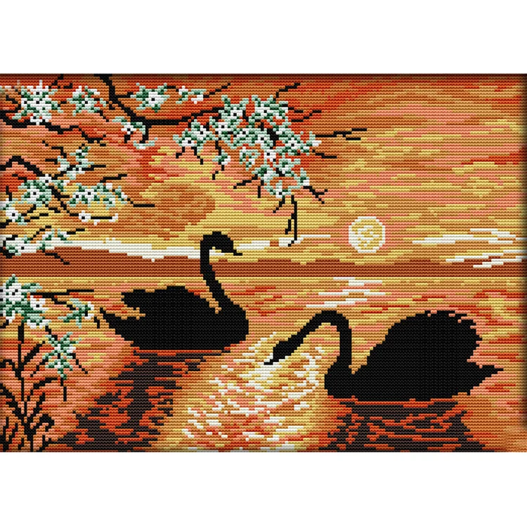 Swan Lake 14CT Printed Cross Stitch Kits (36*27CM) fgoby