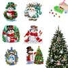 (US Local)6pcs Xmas Snowman  DIY Diamond Painting Art Pendant Wall Door Decoration