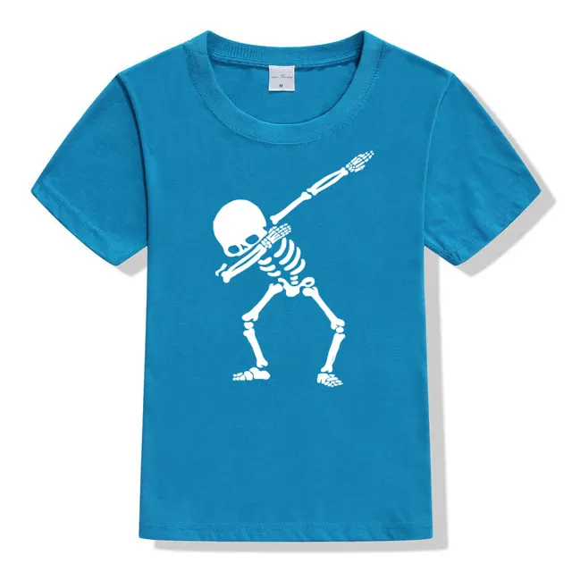 Hip Hop Dabbing Skeleton Kids T-Shirt Punk Black Shirts Children Boys Girls Funny Skull Teens T Shirts Toddler Summer Clothes