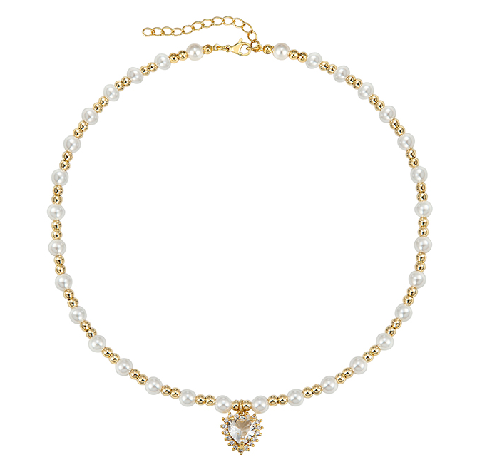 Beizhu Colorful Diamond Love Necklace, Men's Hip Hop Women's Trendy Versatile European and American Jewelry