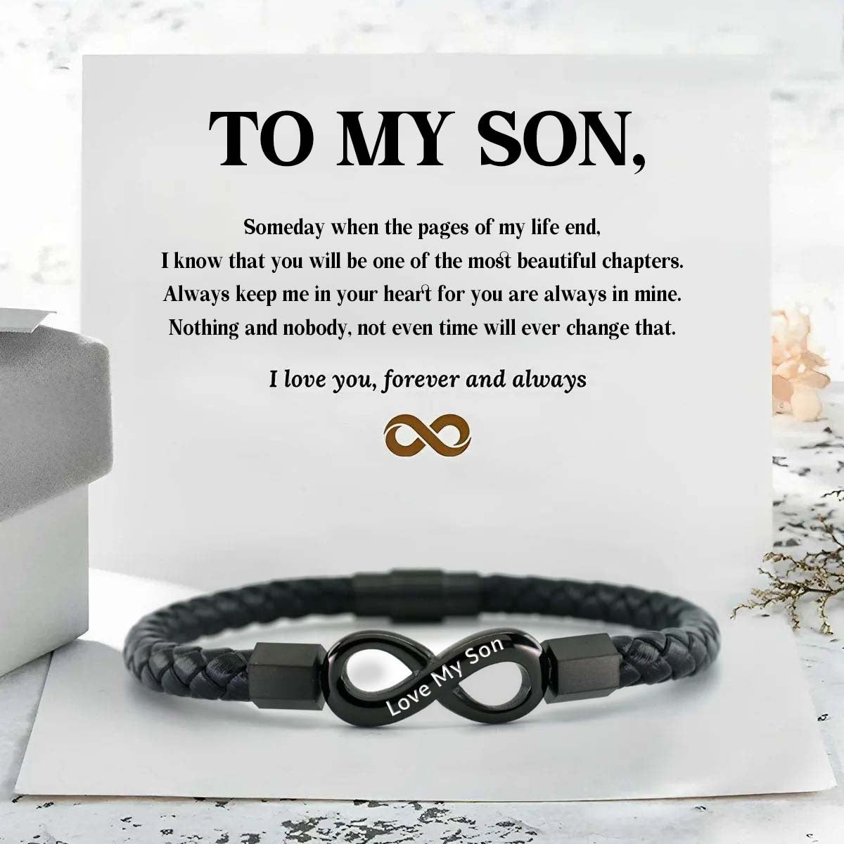 Unique Gift Love My Son - I Love You Forever And Always - Infinity Leather Bracelet