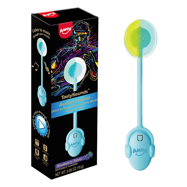 AMOS Audio Lollipop Blueberry Flavor - Rock Music (Pack of 1)