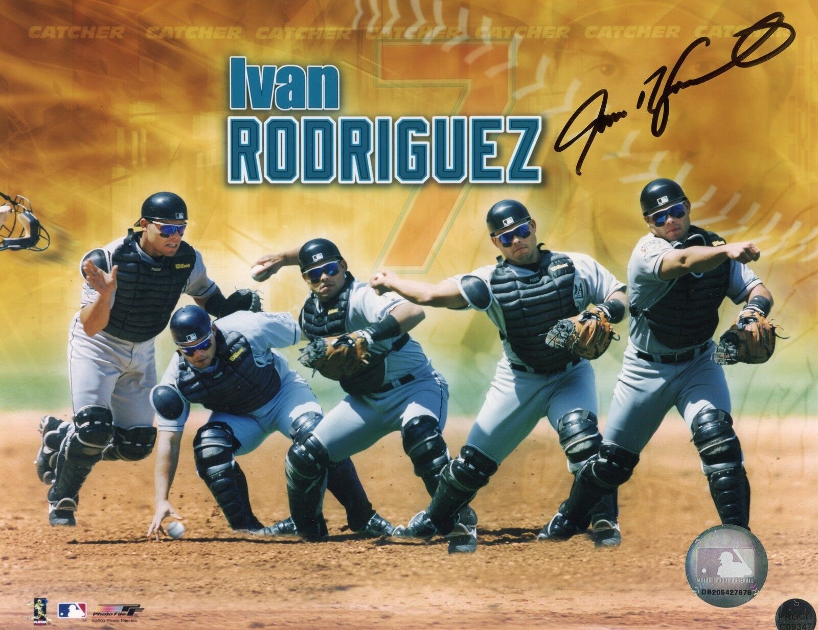 PUDGE!!! Ivan Rodriguez 8x10 Photo Poster painting Signed Autographed Authenticated COA