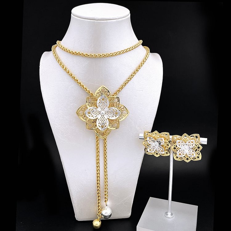 Elegant Ladies Jewelry Set Long Necklace Earrings Set