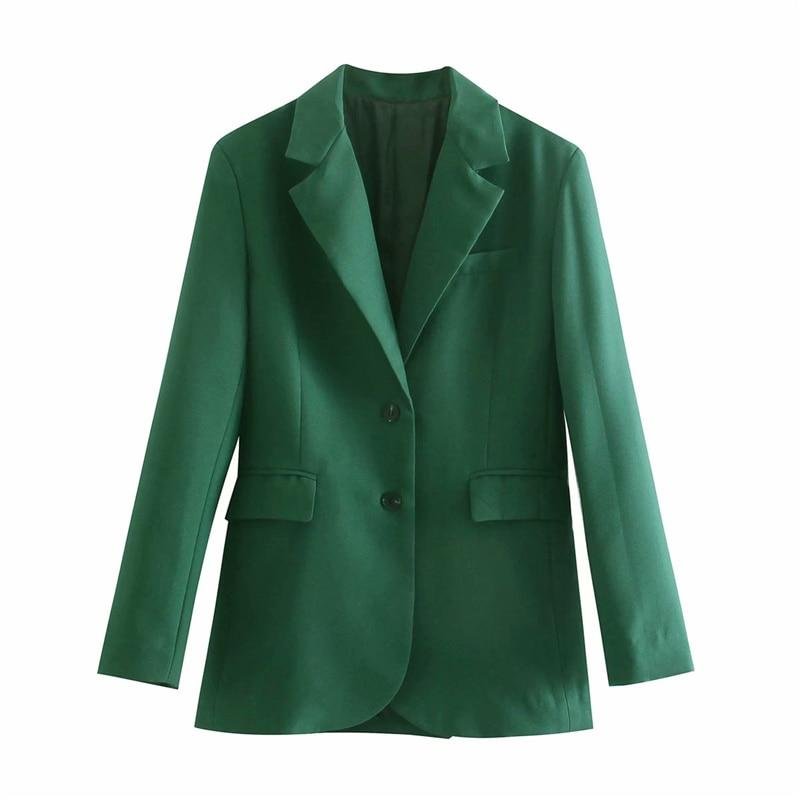 PUWD Casual Woman Green Long Sleeve Blazer 2021 Spring Fashion Ladies Loose Streetwear Outwear Female Elegant Solid Button Jacke