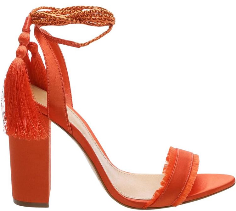 Custom Made Burnt Orange Satin Tassel Sandals|FSJshoes