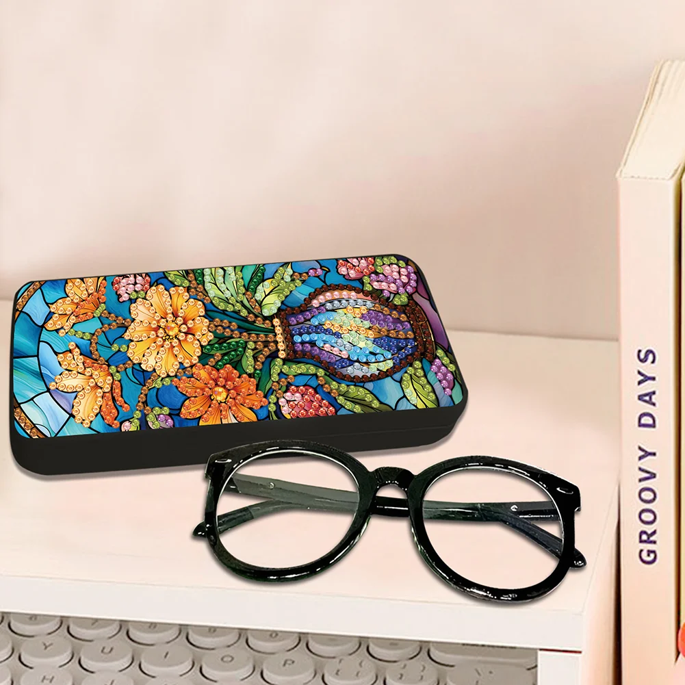 Vase Diamond Painting Eyeglasses Case Diamond Art Sunglasses Case for Adults