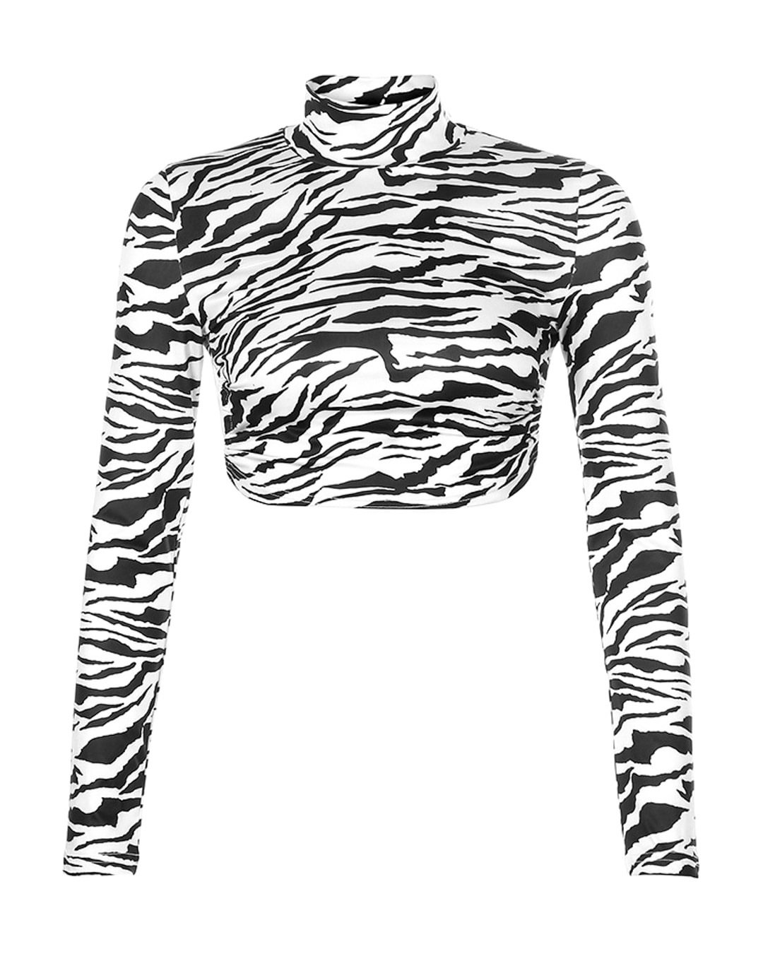 FashionV-FashionV Zebra Print Tied Backless Crop Top