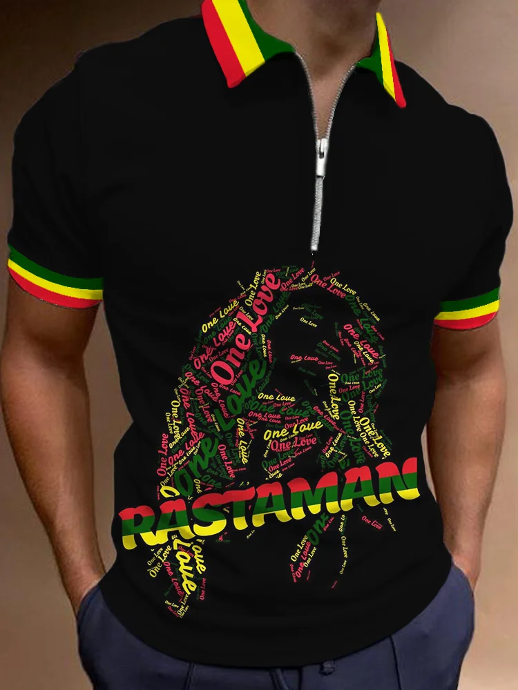 BrosWear Men's Rastaman One Love Short Sleeve Polo Shirt