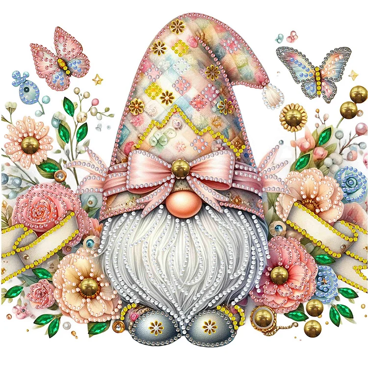 Spring Flower Gnome 30*30cm (Canvas) Special Shaped Drill Diamond Painting gbfke