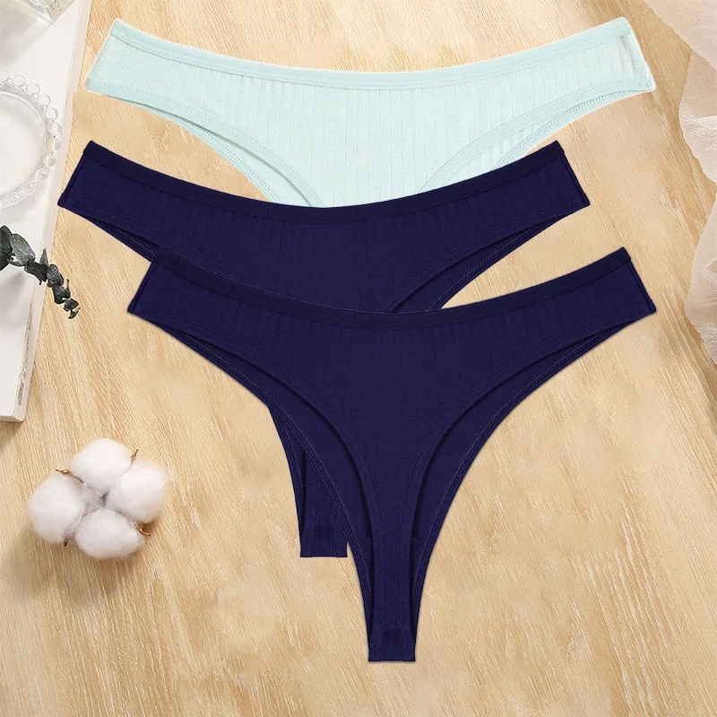 FINETOO 3PCS/Set Cotton G-string Women Lingerie Panties S-XL Thong Femmale Underwear Sexy Pantys Underpant Intimate Thong Girl