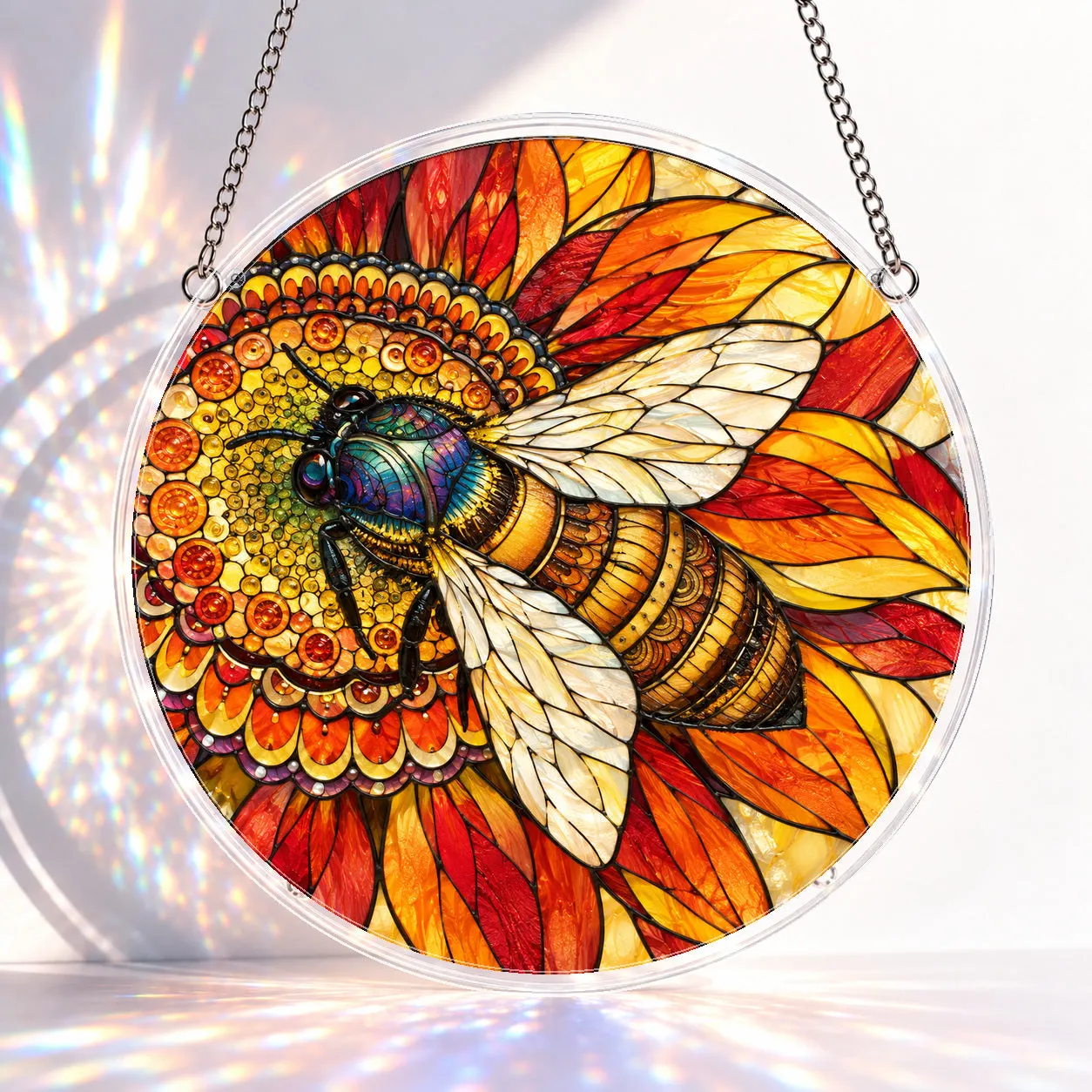 Sunflower Honey Bee Stained Glass Suncatcher Puzzle