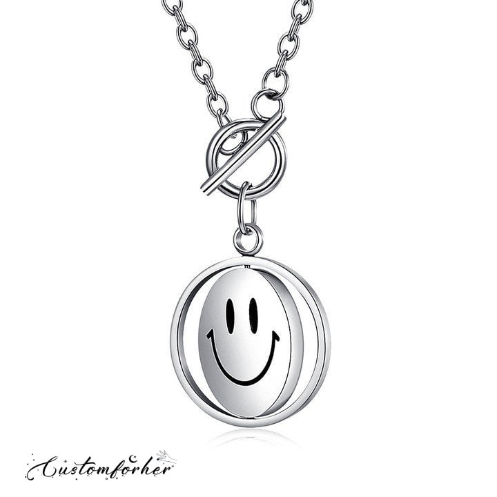 Smiley Crying Face Rotating Titanium Steel Necklace