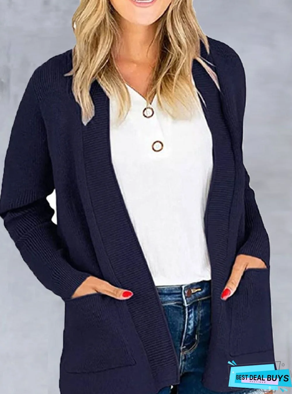 Casual Loose Solid Color Sweater Cardigan