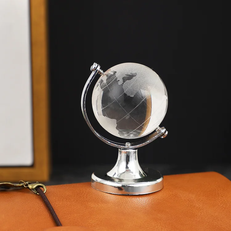 JOURNALSAY Mini Globe Creative Simple Cute Desktop Decoration Crystal Glass Ball