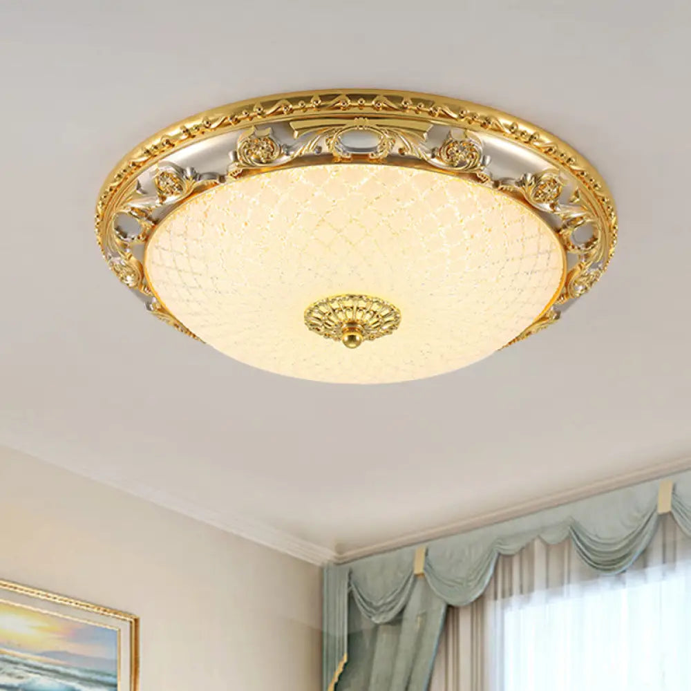 Traditional Veined Glass Gold Bowl - Shaped Led Flushmount Ceiling Light - 12.5&rsquo;/15&rsquo;/19&rsquo; Wide