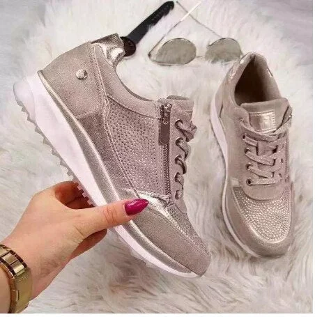 New Fashion Women's Sneakers Leopard Print Leather Thick Bottom Increased Sneakers Casual Comfortable Sports Shoes For Ladies