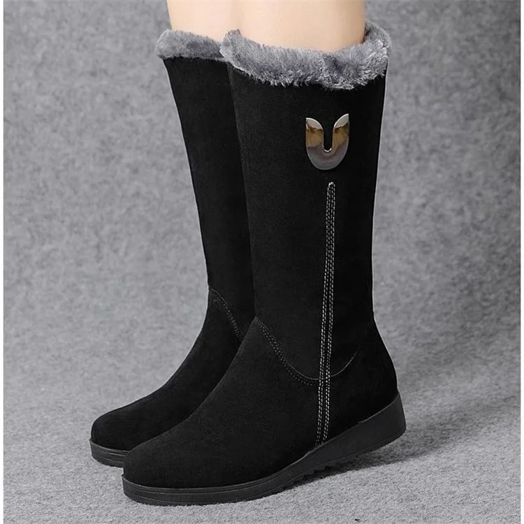 Women Snow Winter Suede Boots Warm Fur Inside Modern Design Shoes