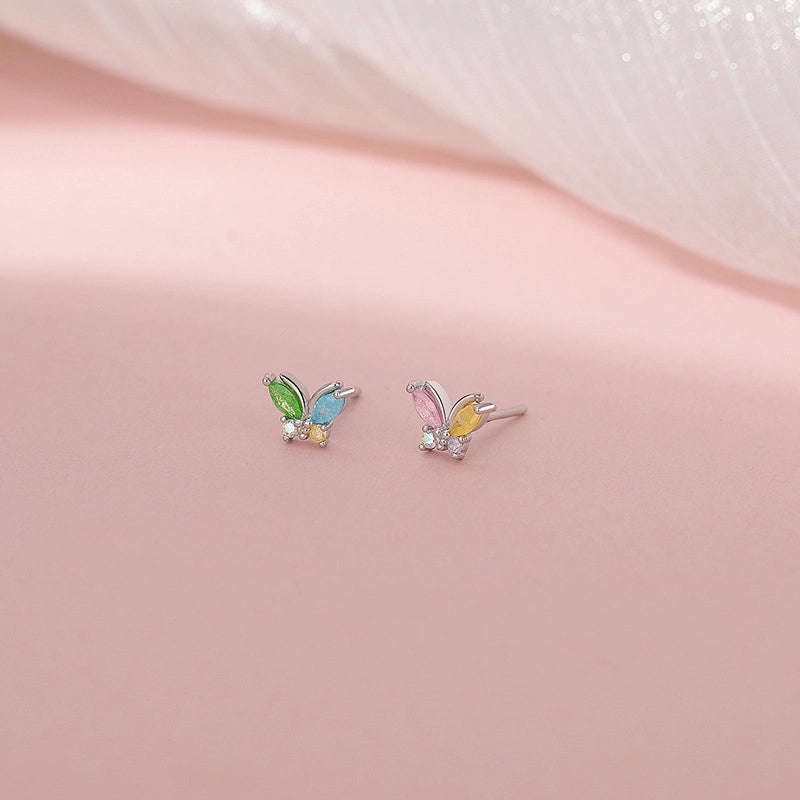 1 Pair 925 Sterling Silver Zircon 925 Sterling Silver Earrings Butterfly Earrings