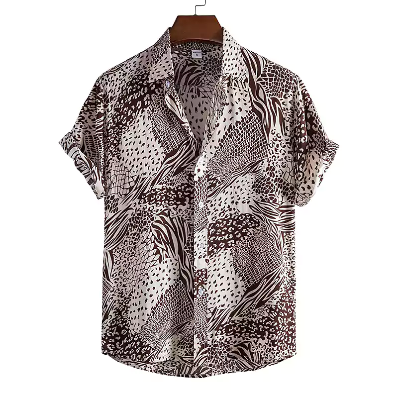 Abstract Polka Dot Short Sleeve Casual Shirt letclo 