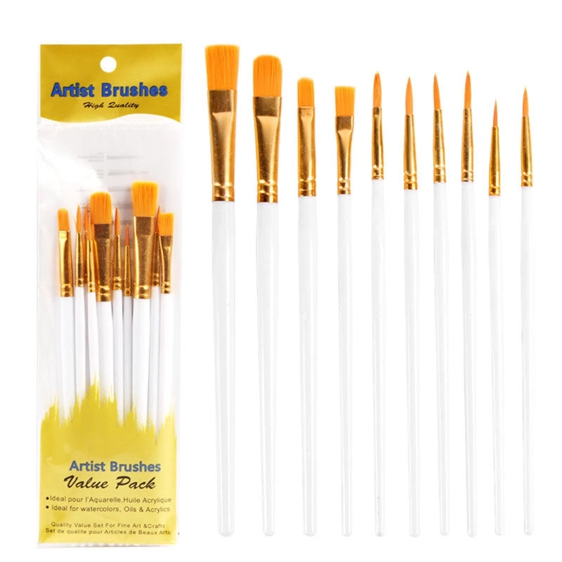 New 10 Blue Plastic Painting Oil Painting Brush Set