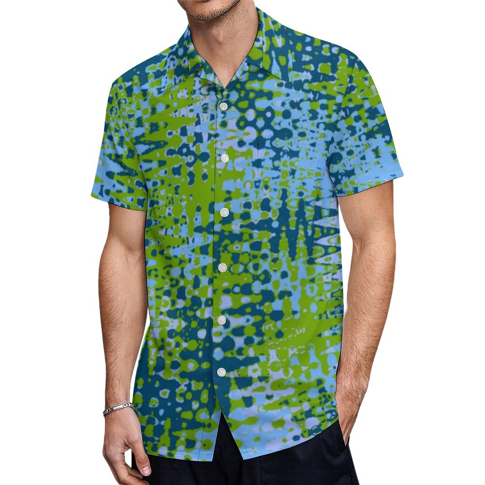 Bootyliscious Liquid Paint Camo Hawaiian Shirt Mens Button Down Plus Size Tropical Hawaii Beach Shirts
