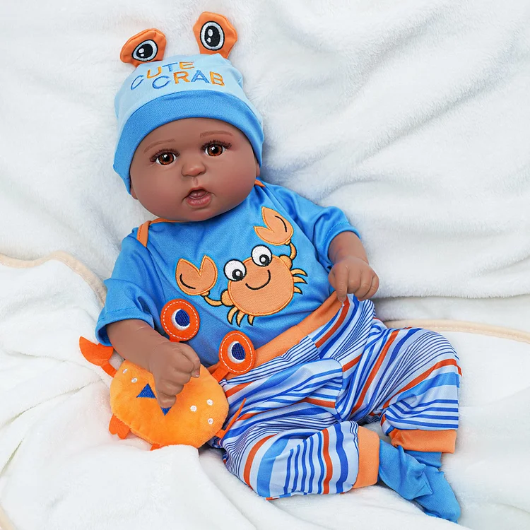Babeside Realistic 20" Infant American African Blue Suit Reborn Baby Doll Boy Kimi