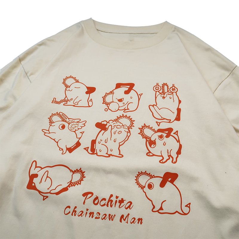 Pure Cotton Chainsaw Man Pochita T-shirt weebmemes