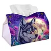 Diamond Painting PU Moon Wolf Tissue Box Tissue Holder