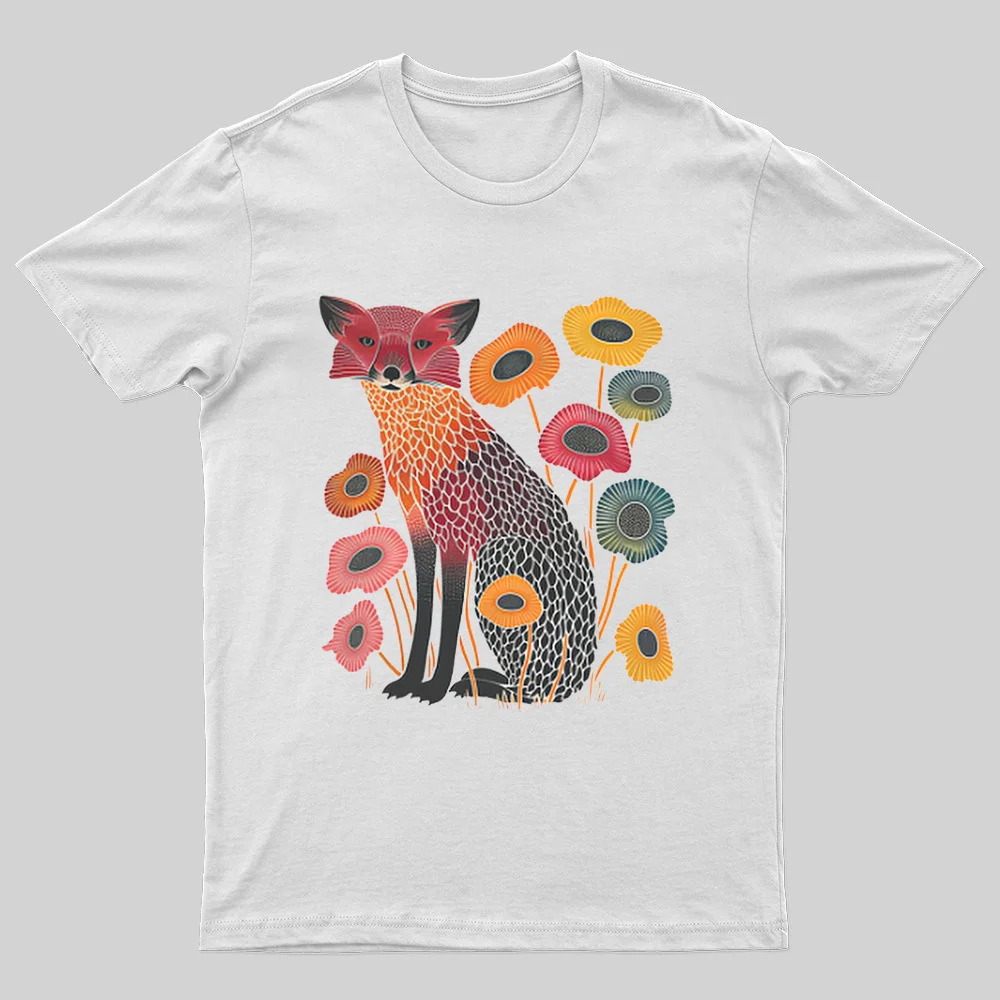 Folk Fox Art Printed Men's T-shirt