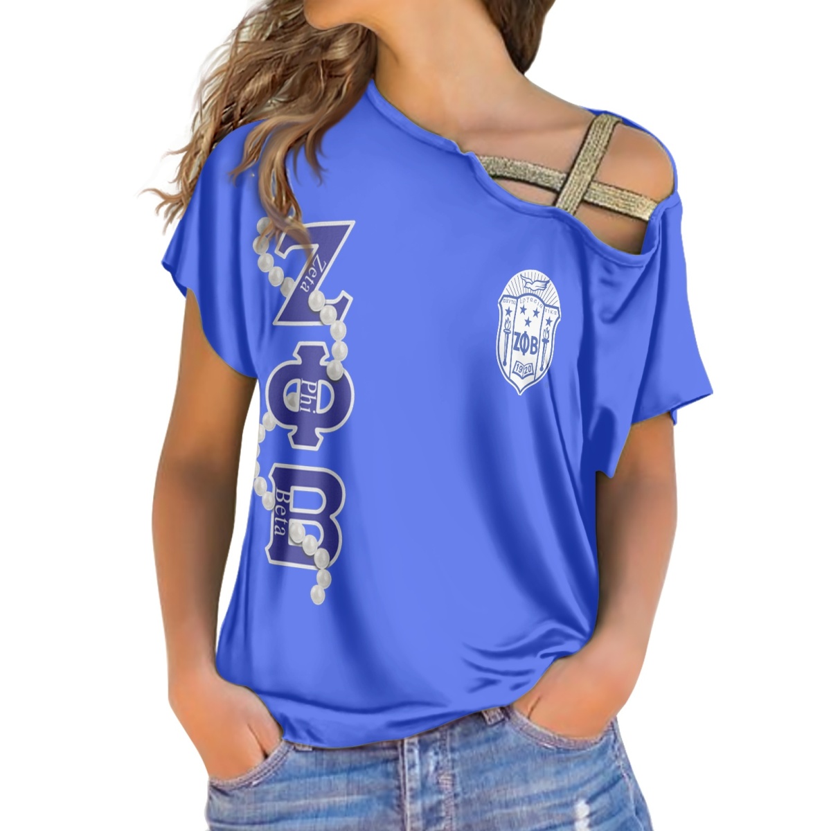 New sequined cross belt women's top