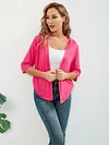 Open Front Solid Cardigan with 3/4 Sleeves, Elegant Spring/Summer Women's Clothing