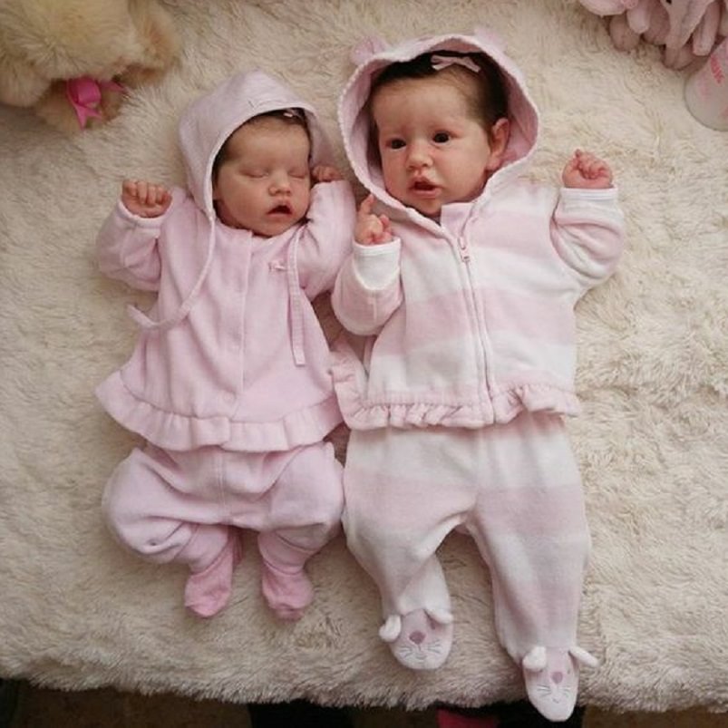22'' & 17'' Twin Sisters Shania and Sarah Reborn Baby Doll Girl