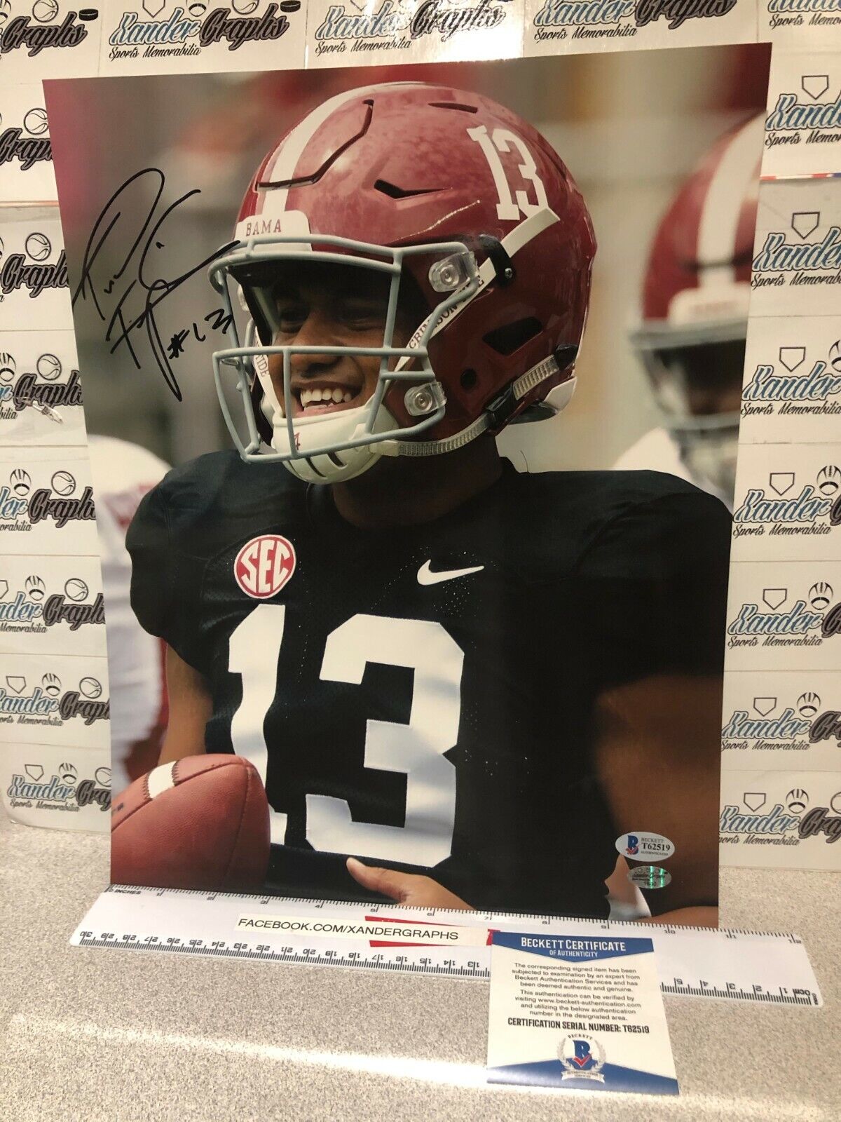 TUA TAGOVAILOA SIGNED AUTOGRAPHED FOOTBALL 11X14 Photo Poster painting-BECKETT BAS COA DOLPHINS