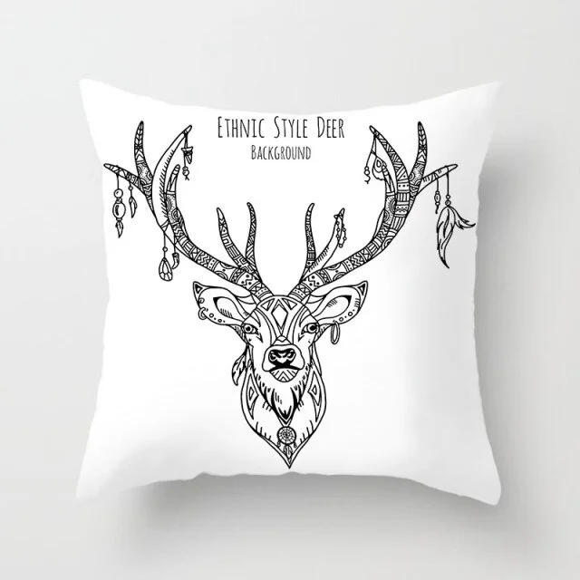 Linen Pillow Case - Animal Christmas Deer Forest