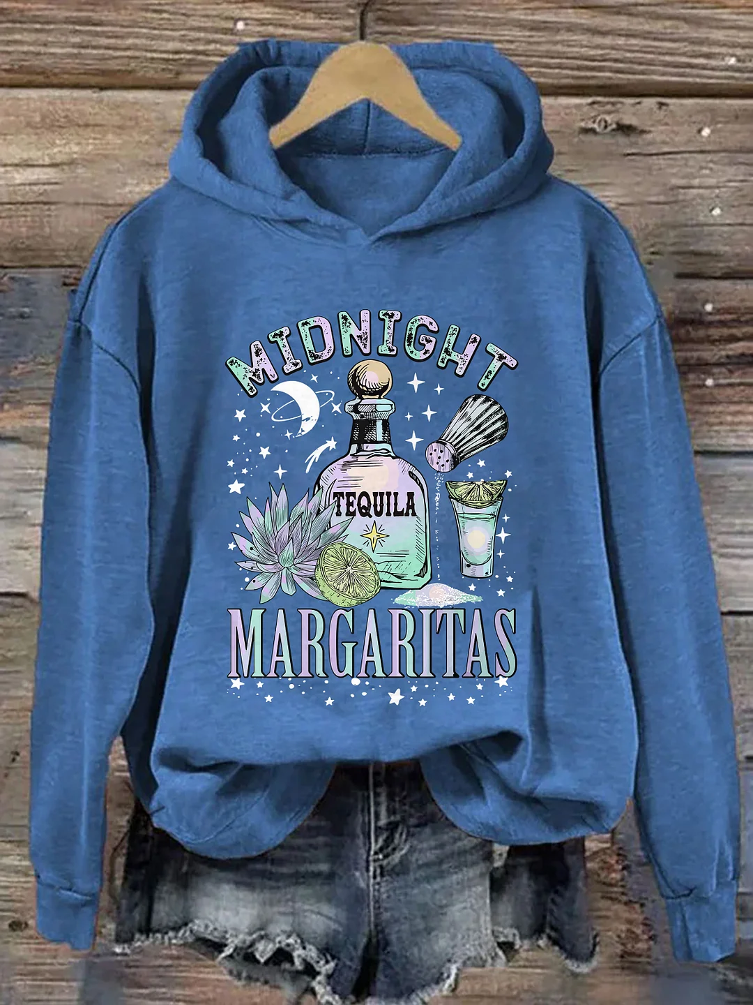 Midnight Margaritas Tequila Bottle Lime Succulent Hoodie