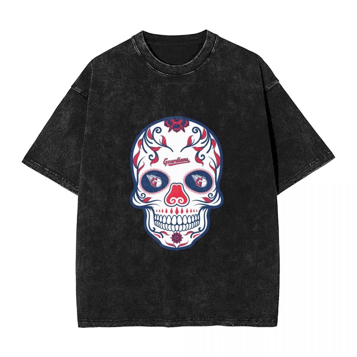 Cleveland Guardians Skull Men's Vintage Oversized T-Shirts