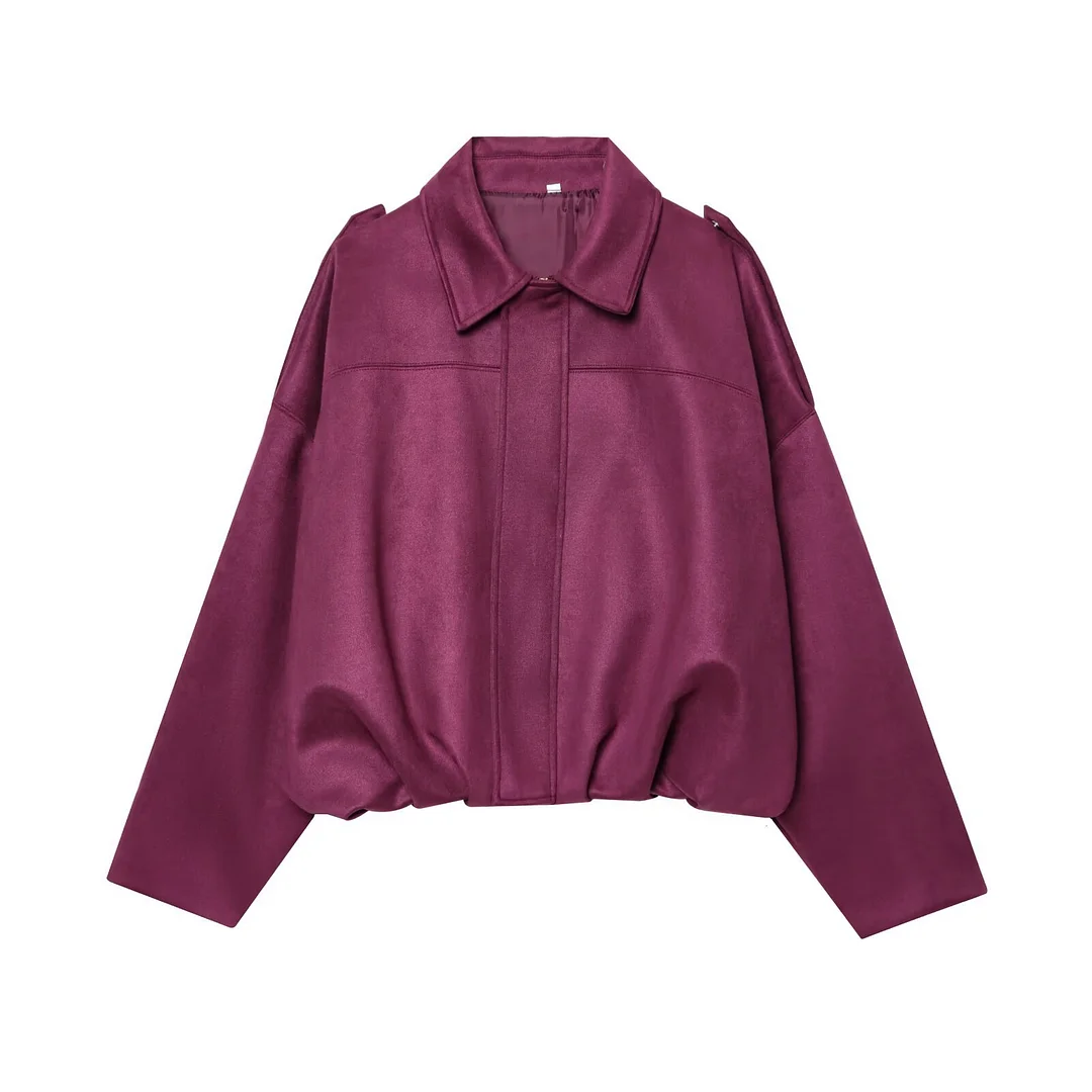 Nigikala Nigikala New Fashion Temperament Imitation Leather Effect Bomber Jacket 4344655