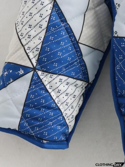 Geometric Button Up Puffer Jacket with Pockets