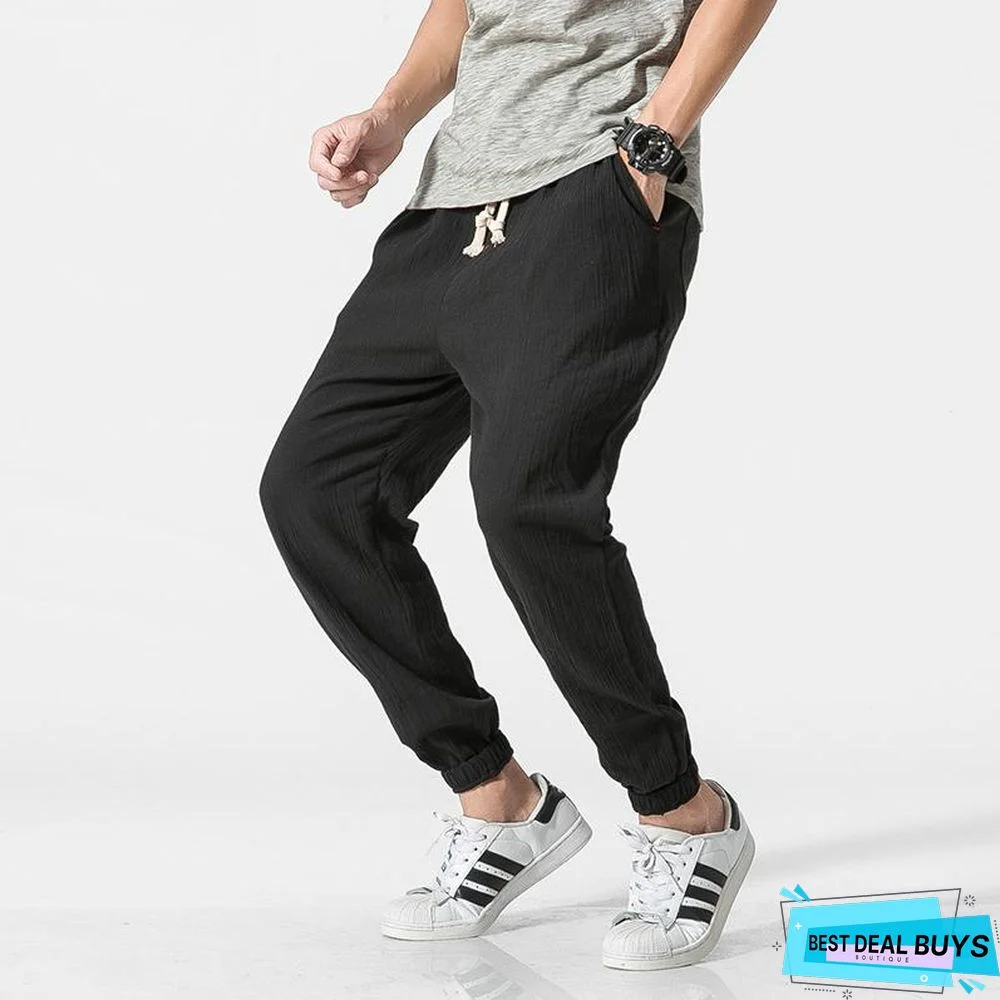 Men Casual Harem Pants Jogger Fitness Trousers