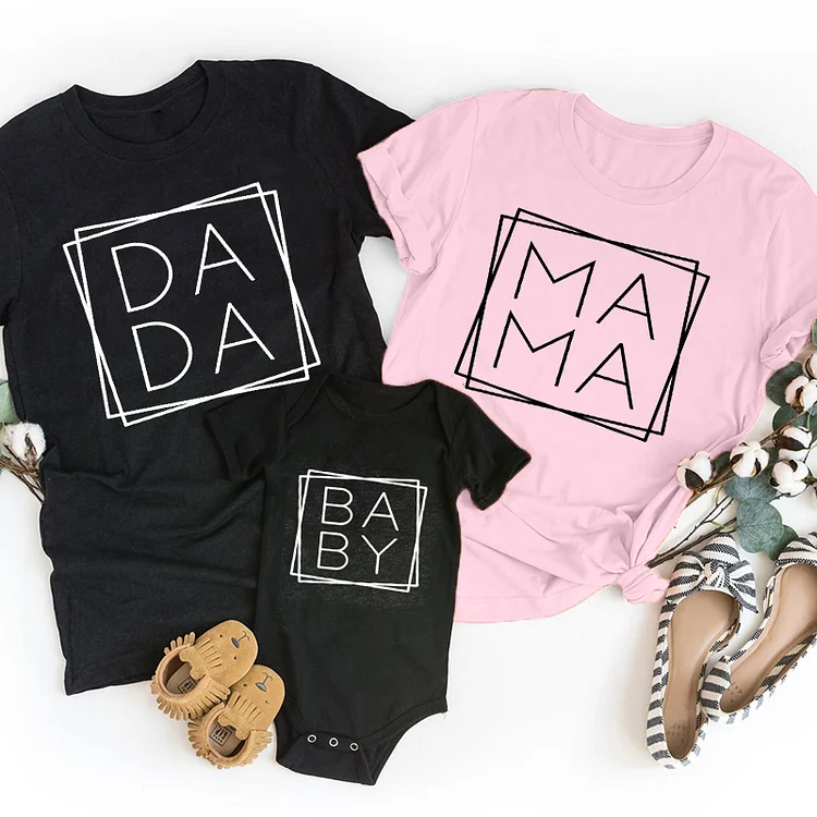 BlanketCute-Personalized family Cotton Letter Casual T-shirt | 21