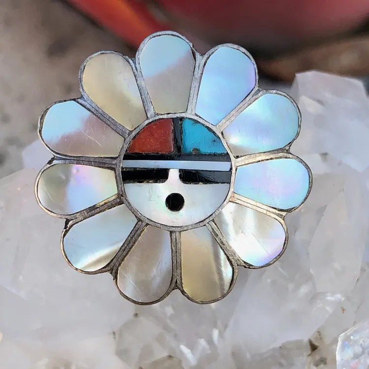 Zuni Sunface Ring by Morris and Sadie Laahte Size 6.5