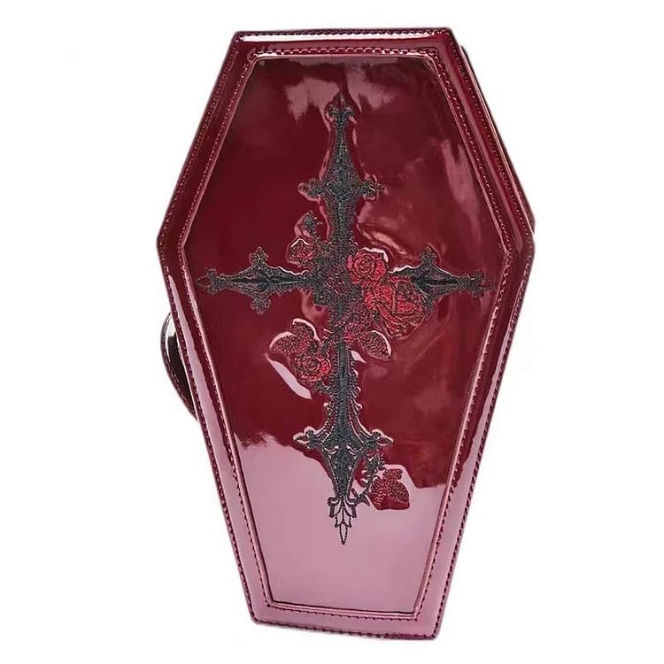 Grunge Red Cross Coffin Shape Handbag - Gotamochi Kawaii Shop, Kawaii Clothes