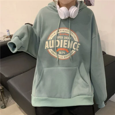 Uveng Uveng Female Autumn Winter 2023 New Korean Version Loose Ancient Hoodie Long Sleeve Versatile Velvet Student Coat