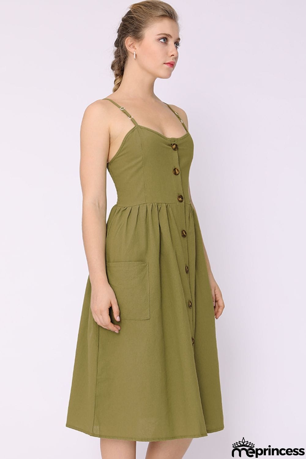 Spaghetti Strap Smocked Dress with Pockets