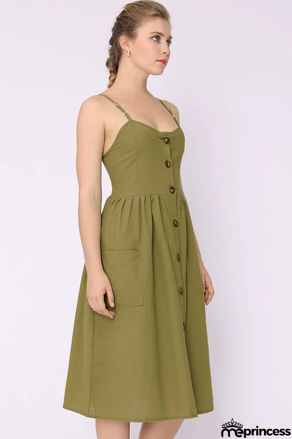 Spaghetti Strap Smocked Dress with Pockets