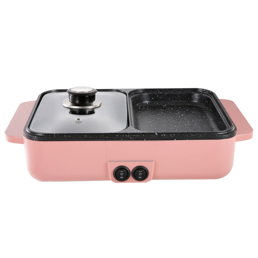 

1000W 2 in 1 Non-stick Electric BBQ Hot Pot Dormitory Multi Roast Cooker, 220v, 501 Original